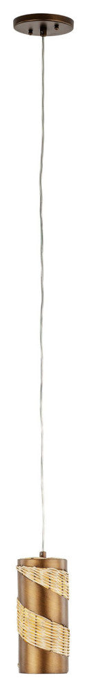 Flow 1-Lt Cylinder Mini Pendant - Baguette/Natural Rattan