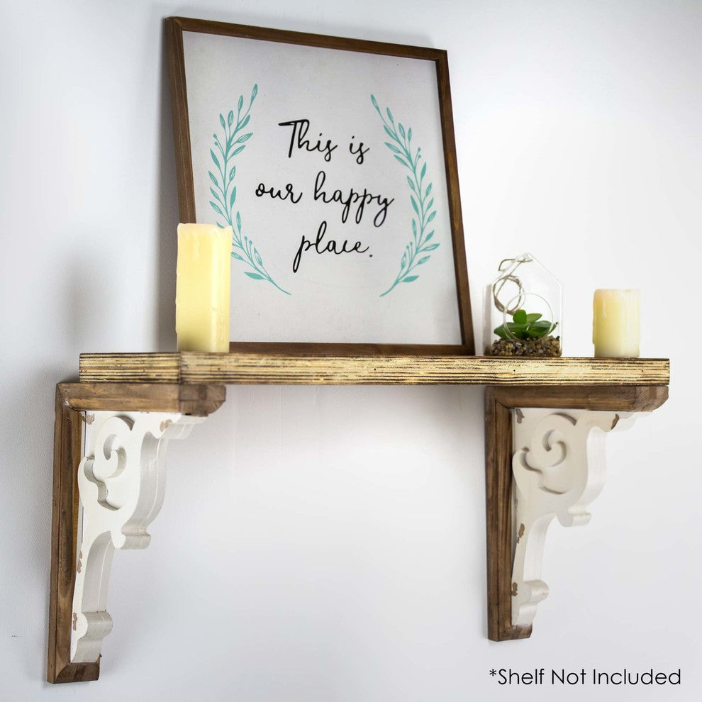 Wooden Corbel Shelf Brackets, Set of 2