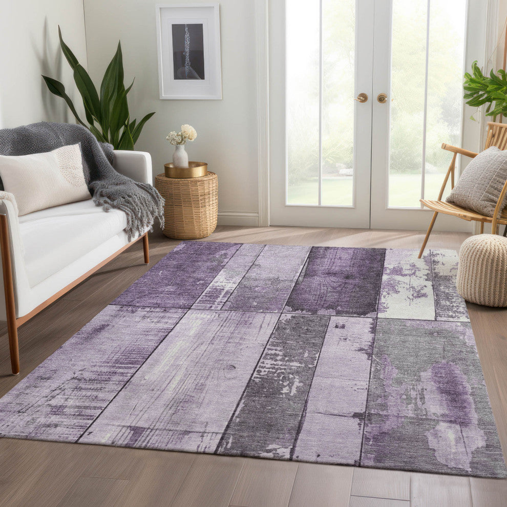 Machine Washable Indoor/Outdoor Chantille ACN1877 Purple 3' x 5' Rug
