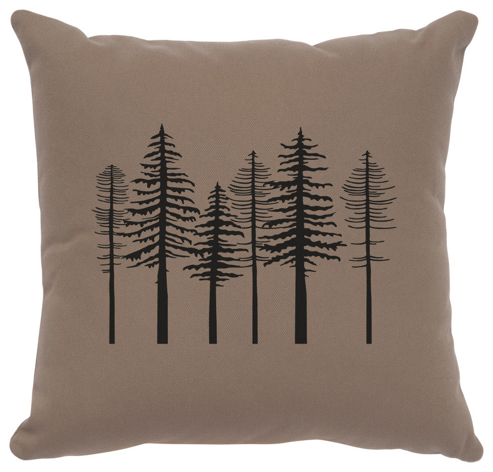 Image Pillow 16x16 Trees Cotton Taupe
