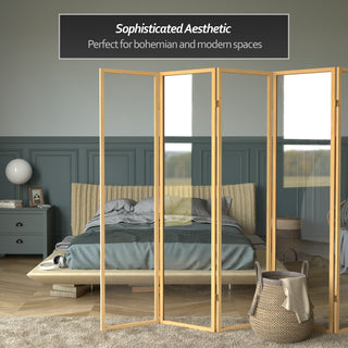 6' Tall Clear Screen Natural, 5 Panel
