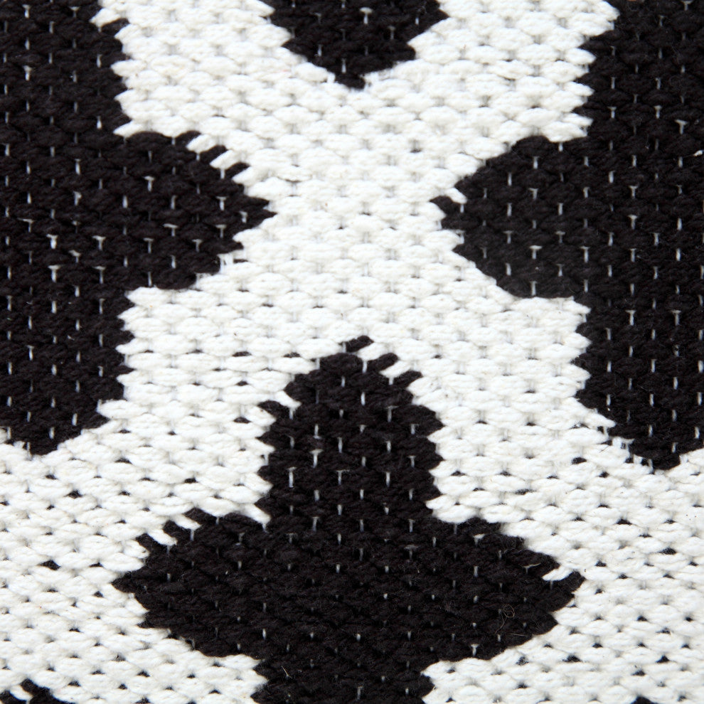 Ox Bay Machine-Made White/Black Trellis Cotton Blend Pillow Cover, 20"x20"