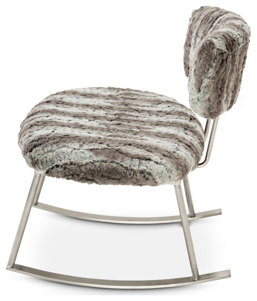 Pebble Beach Rocker Chair, Moondust and Brushed Silver