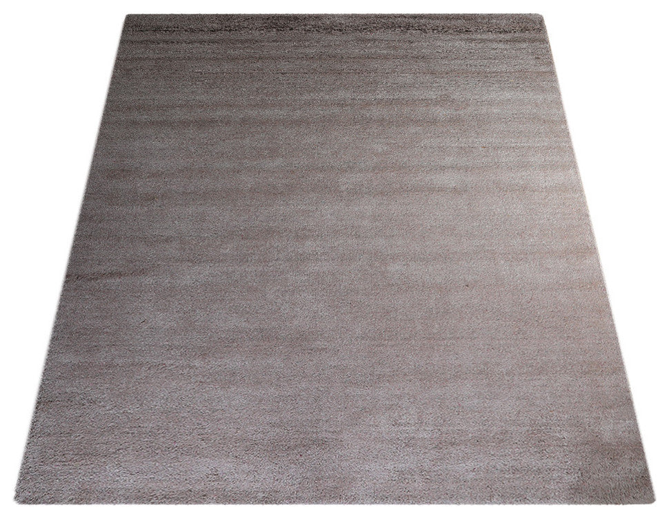 Hand Knotted Loom Silk Mix Area Rug Solid Beige