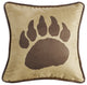 Faux Suede Bear Claw Pillow, reverse faux leather, 18x18