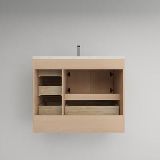 Victoria 42" Solid Wood Bath Vanity, Overhead Cabinet, Red Oak