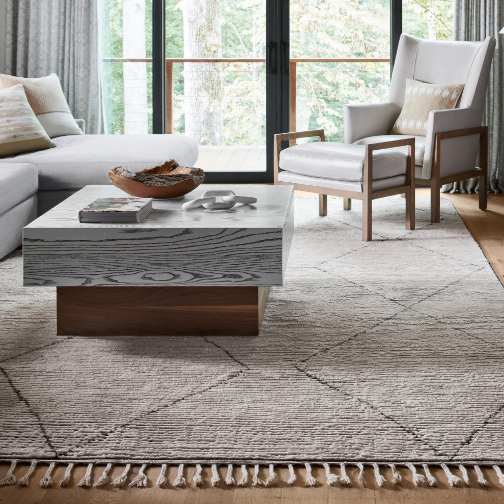 Jaipur Living Ammil Hand-Knotted Trellis Cream/Black Area Rug, 6'x9'