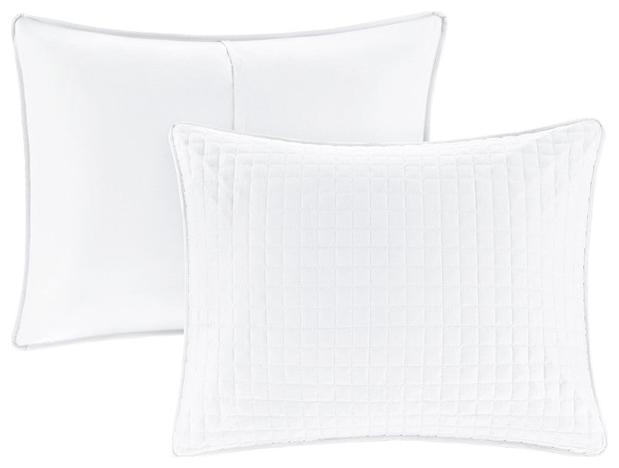 510 Design Otto Checkered Quilted 3-Piece Reversible Coverlet Set, White, Full/Q