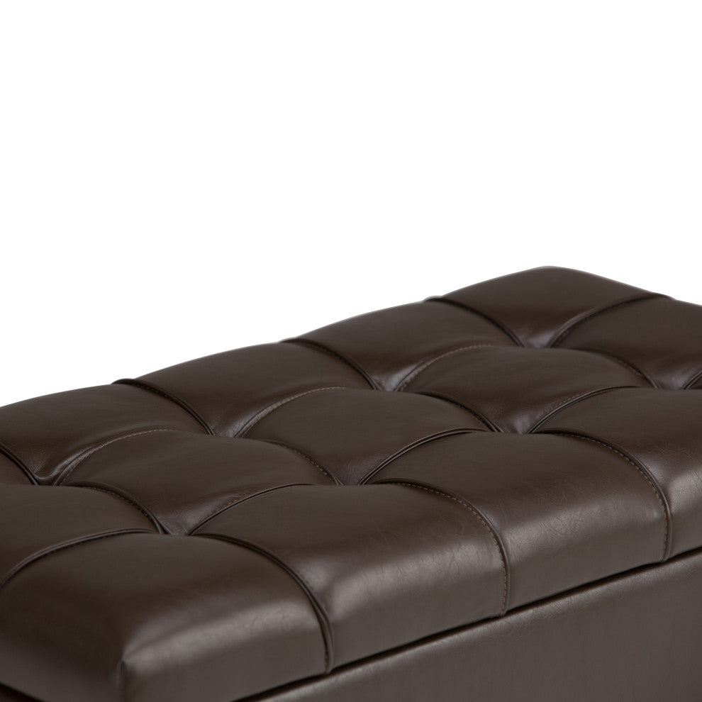 Sienna Storage Ottoman Bench, Chocolate Brown