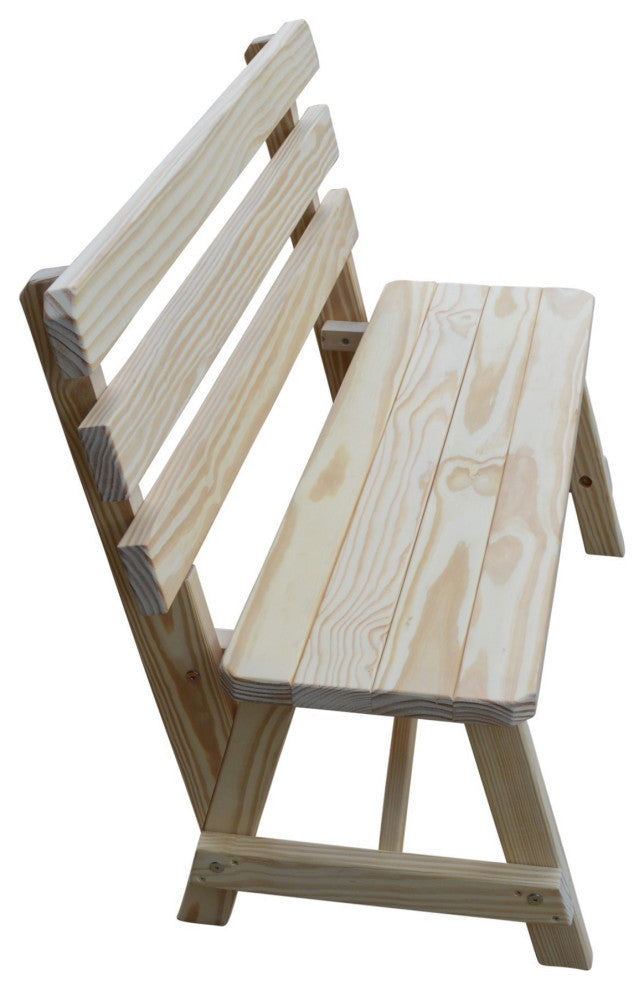 Pine Traditional Backed Bench, Unfinished, 4 Foot
