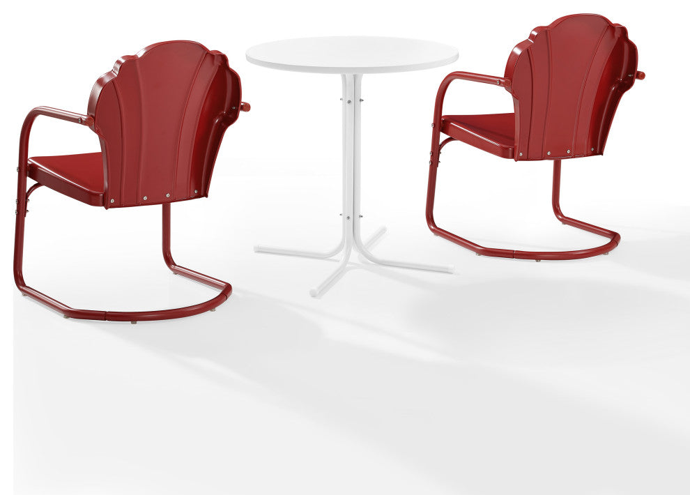 Tulip 3-Piece Outdoor Bistro Set, Dark Red Satin