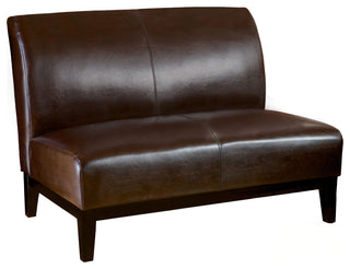 Nathan Contemporary Bonded Leather Upholstered Loveseat, Brown