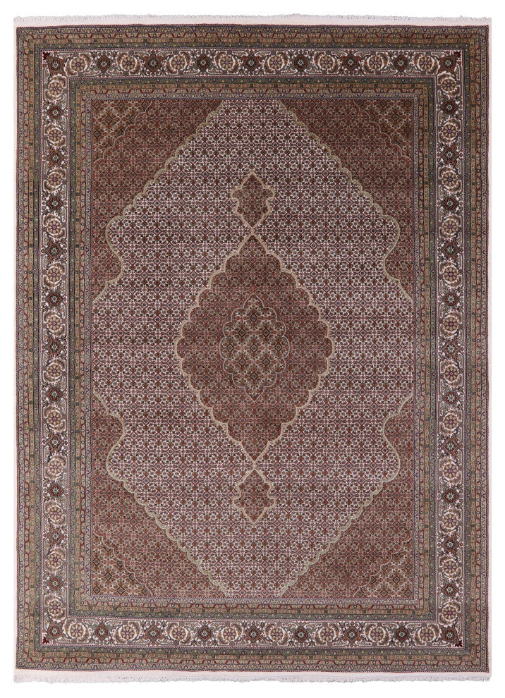 8' 11" X 12' 3" Wool & Silk Persian Tabriz Handmade Rug - Q13009