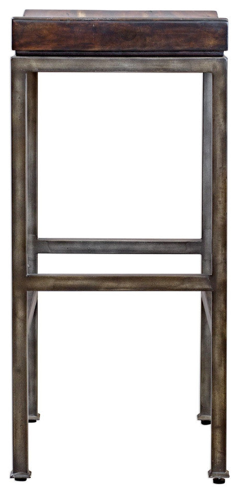Uttermost 25893 Beck 18"W Rustic Backless Saddle Seat Bar Stool - Medium