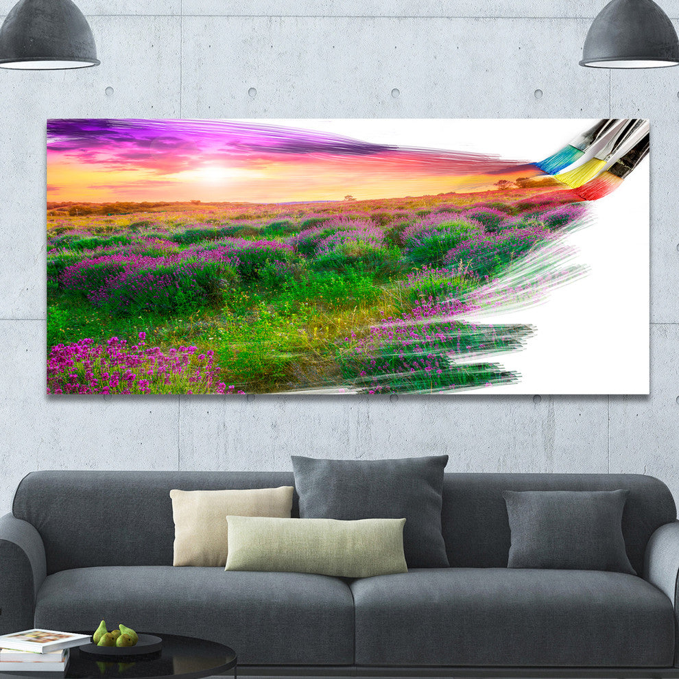 Brushes Painting the Nature, Landscape Canvas Art Print, 60"x28"