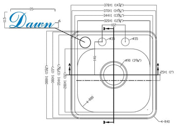 Dawn Top Mount Single Bowl Bar Sink With 2 Holes