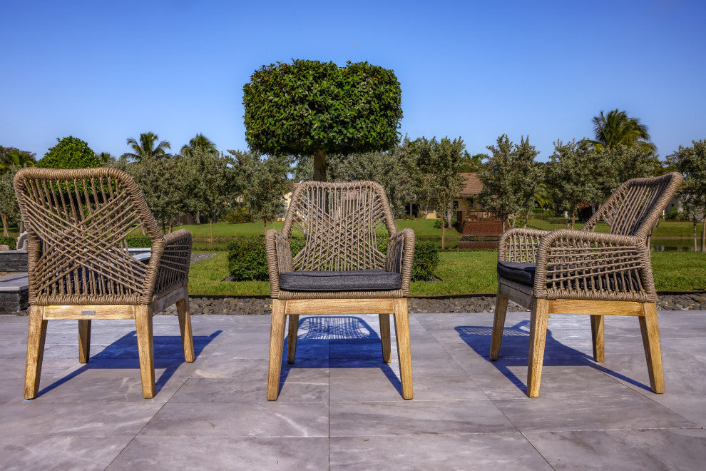 Santino 7-Piece Outdoor Dining Set, Table & 6 Wood/Aluminum/Rope Chairs