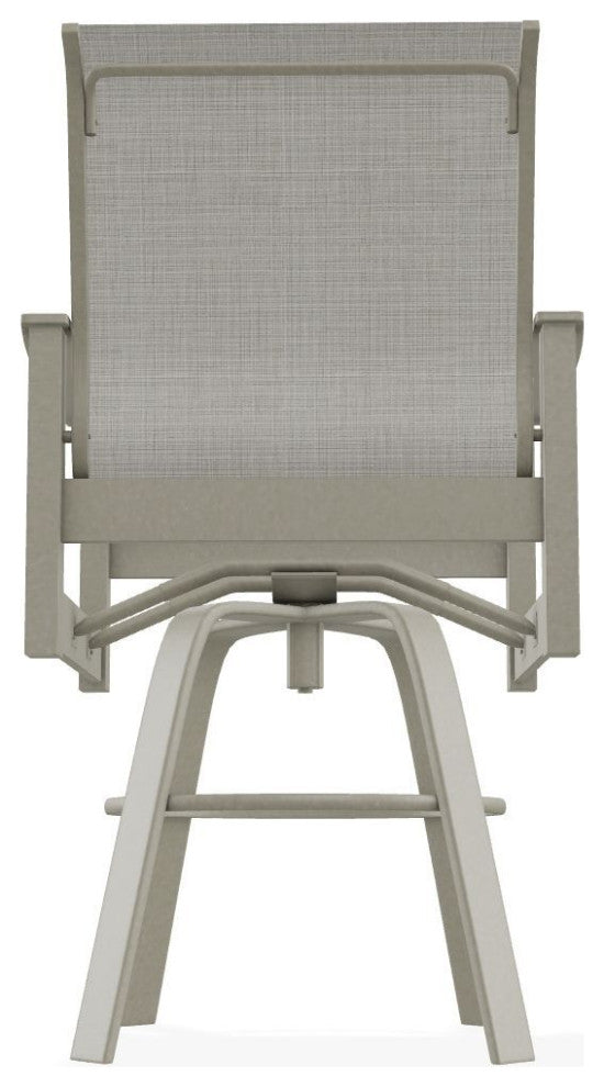 Leeward Sling Bar Height Outdoor Swivel Armchair, Deacon/Storm