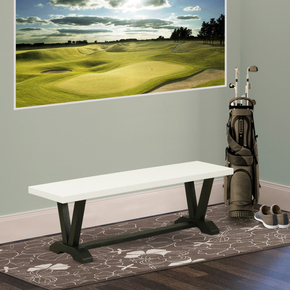 V-Style 15X60 In Dining Bench With Wirebrushed Black Leg And Linen White Top