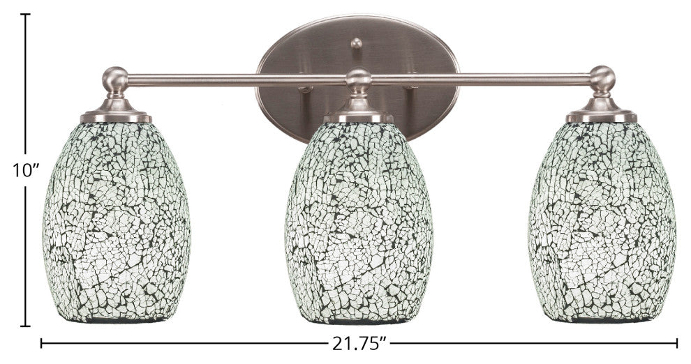 Capri 3-Light Bath Bar, Brushed Nickel/Black Fusion