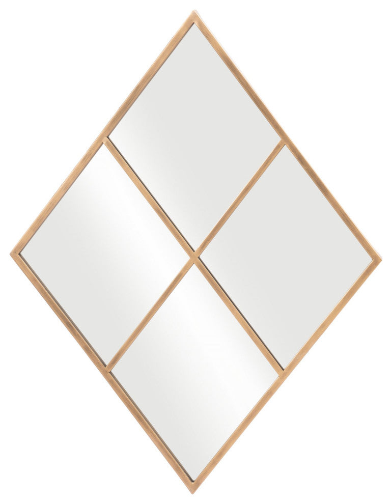 Frame Wall Mirror, Glass, Steel Metal, Gold, Bedroom Living