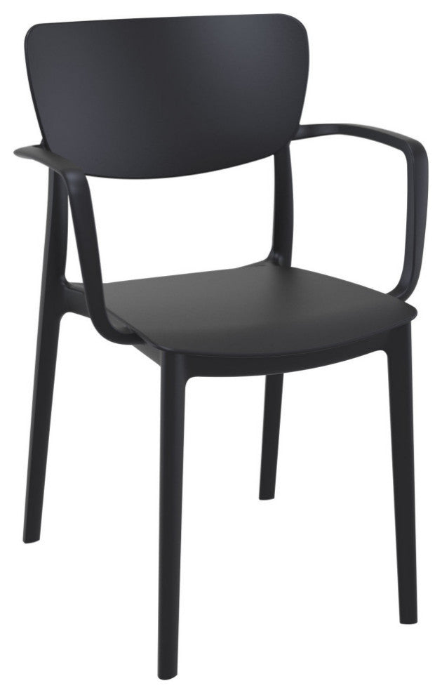 Lisa Round Dining Set With 47" White Table and Black Armcairs
