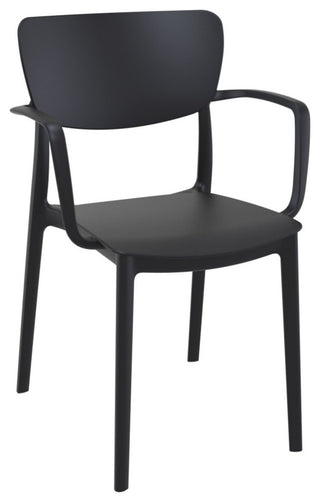 Lisa Round Dining Set With 47" White Table and Black Armcairs