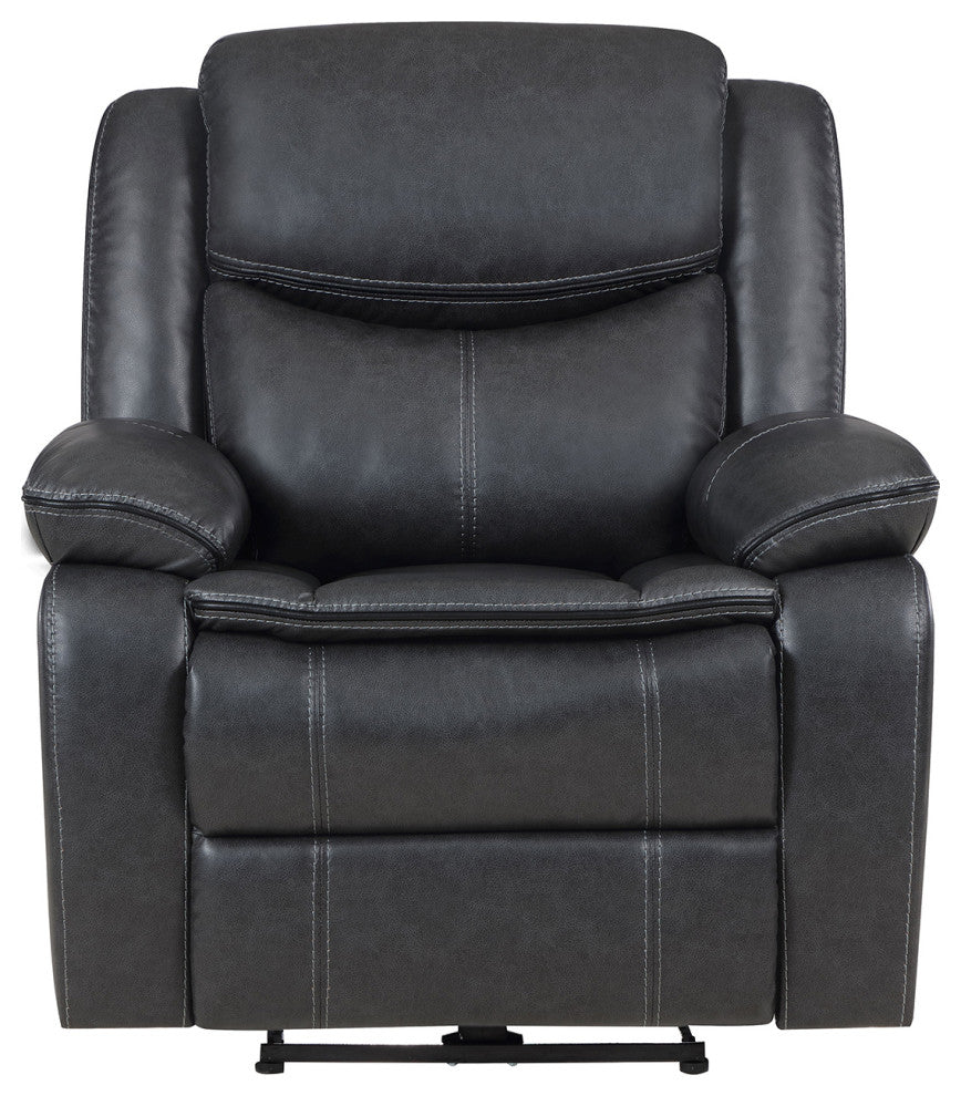 Faux Leather Power Recliner Chair With USB Port, Dark Gray
