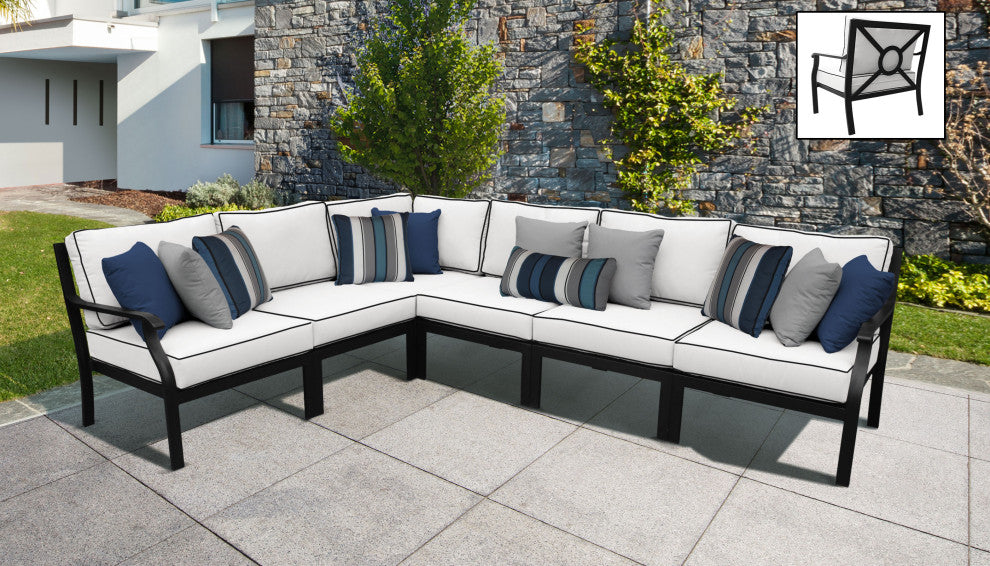 Kathy Ireland Madison Ave. 6 Piece Aluminum Patio Furniture Set, Snow