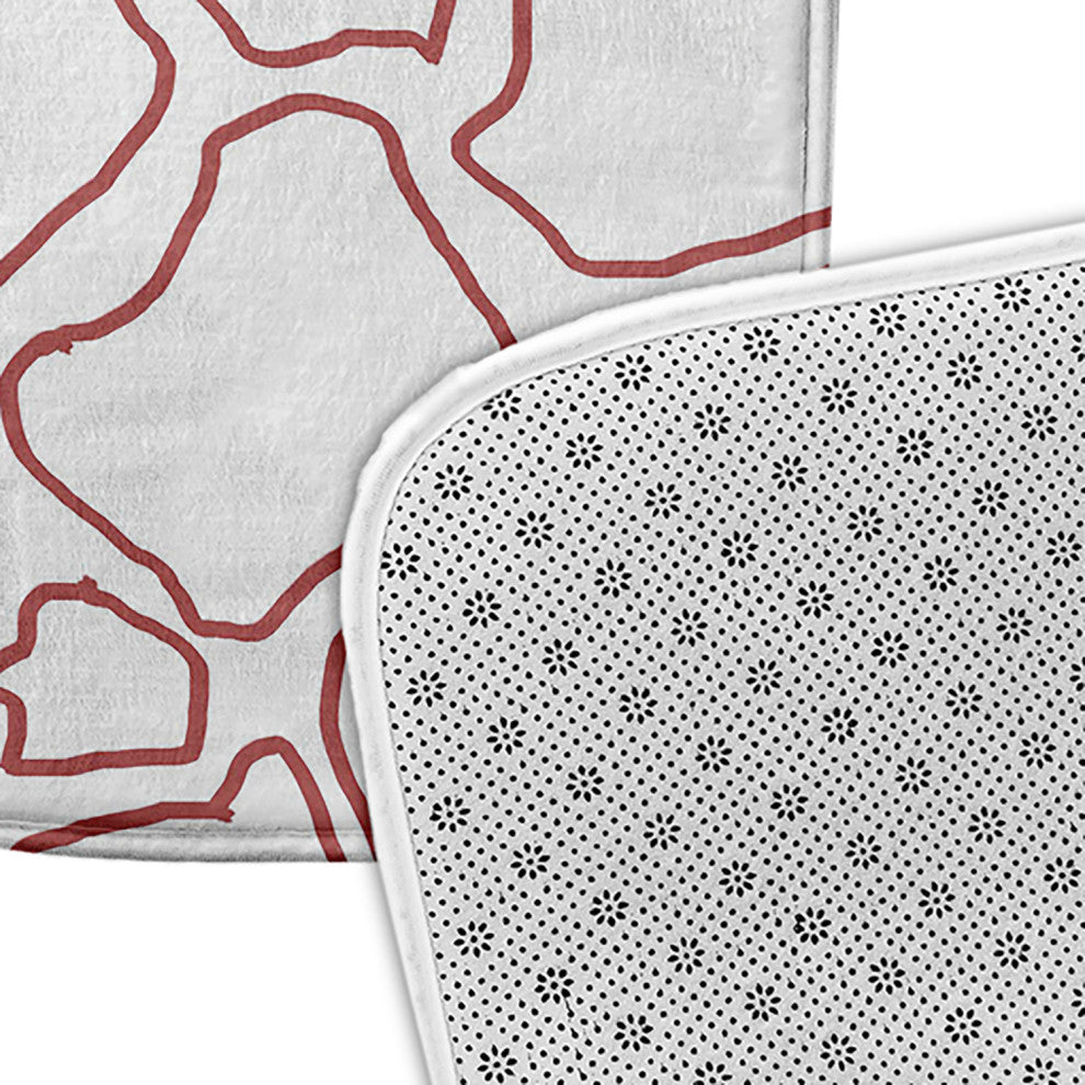 24" x 17" Petal Lines Bathmat, Coral/White