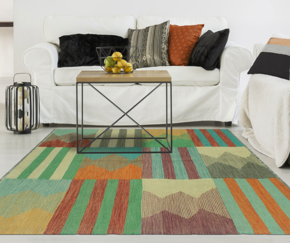 Winchester Kilim Bismarck Purple/Beige Rug, 5'0x6'8
