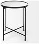 Samantha (Small) Black Metal Frame w/ Mirror Top Round Accent Table