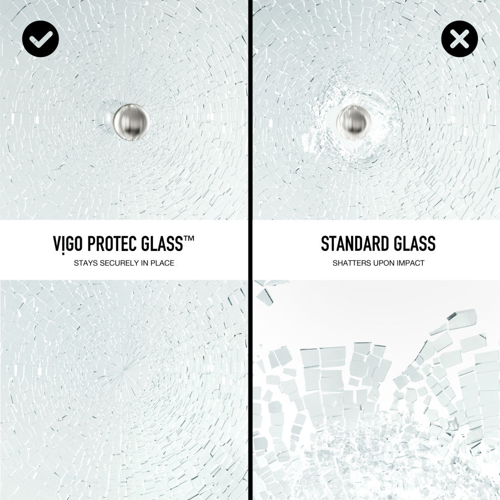 VIGO Elan 56" to 60" W x 66" H Frameless Sliding Tub Door, Matte Gold, Laminated Glass