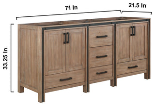 Ziva 72" Rustic Barnwood Vanity Cabinet Only