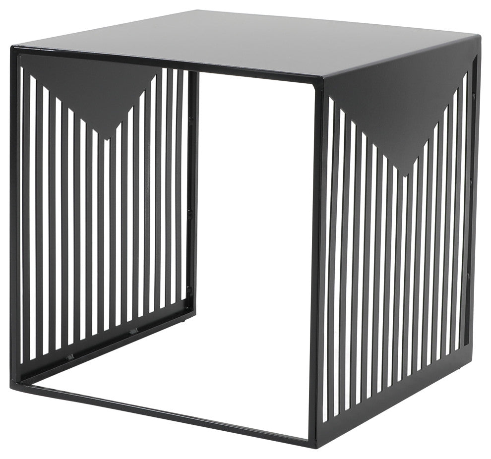 LeisureMod Cisco Modern Square Steel Side Table, Black