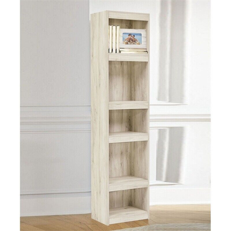Benzara BM238401 72" 5 Tier Wooden Pier With Adjustable Shelves, Washed White