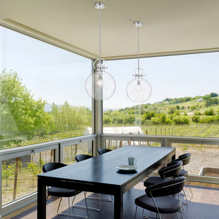 1-Light Chrome Modern Pendant With Globe-shaped Clear Glass Shade