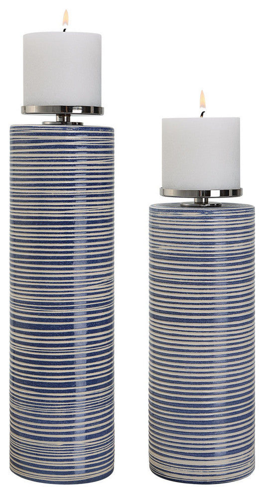 Uttermost - 17998 - Candleholders, S/2 - Montauk - Polished Nickel