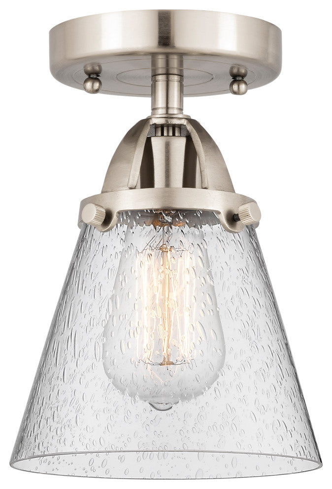 Small Cone Semi-Flush Mount, Brushed Satin Nickel, Seedy, Seedy