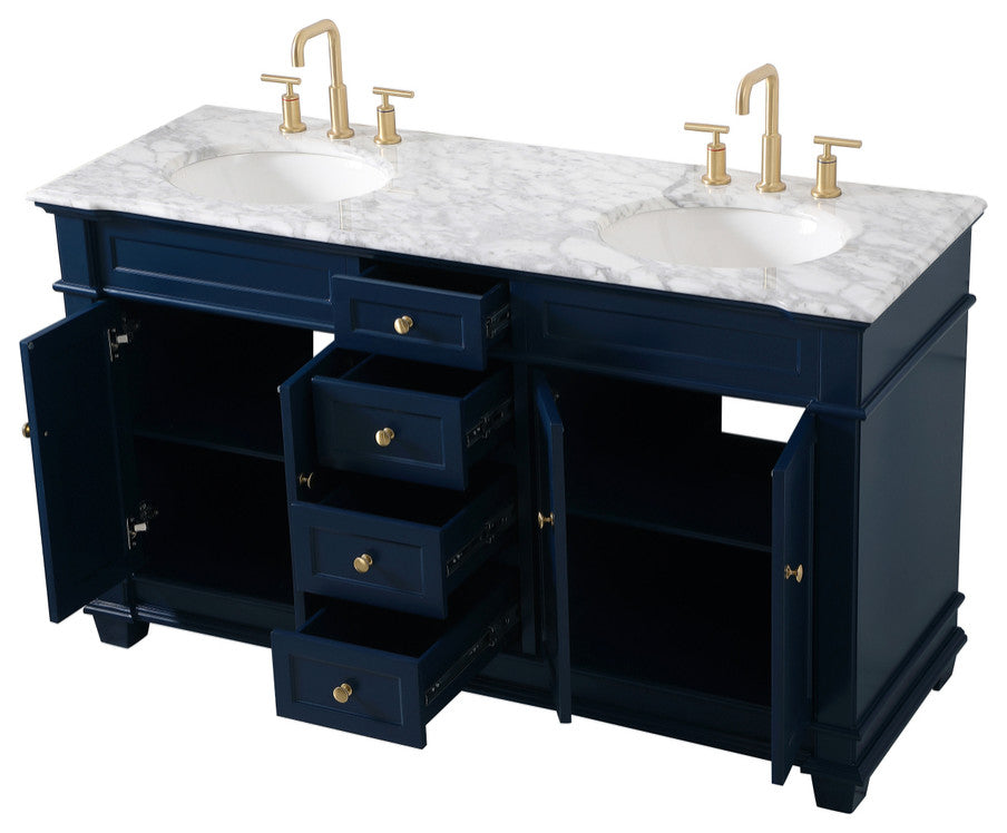 Home Living 60" Double Bathroom Vanity Set, Blue