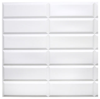 Stacked White Tile 3D Wall Panels, Set of 10, Covers 49 Sq Ft