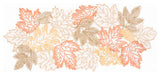 Autumn Leaves  Embroidered Cutwork 16 by 36-Inch Table Runner, White