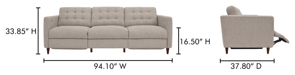 Bridgers Power Recliner Sofa Warm Grey