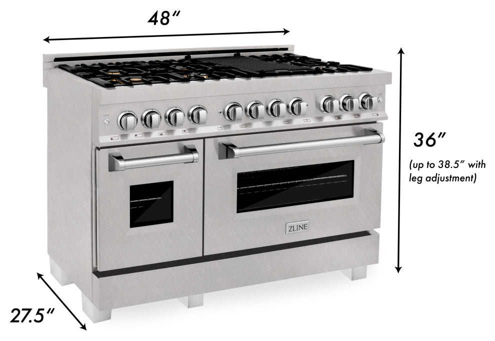 ZLINE 48" Dual Fuel Range With Griddle and Brass Burners