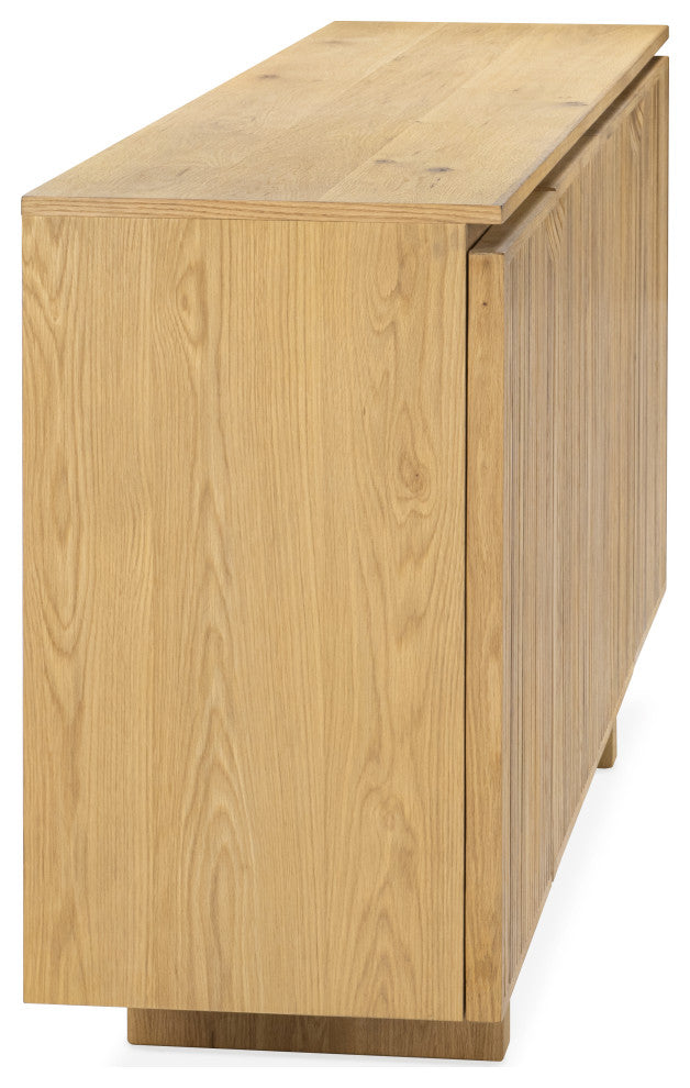 Roya 82" Oak Wood 3-Door Sideboard Buffet, Oak Brown, 4-Door