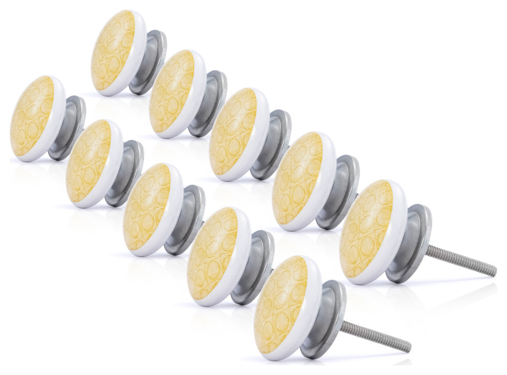 Mascot Hardware Circle Checkered Yellow Drawer Cabinet Knob - Pack of 10