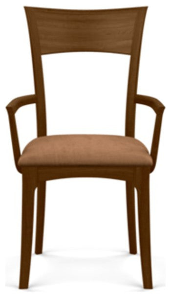 Copeland Ingrid Upholstered Armchair, Natural Walnut, Dark Brown Microsuede