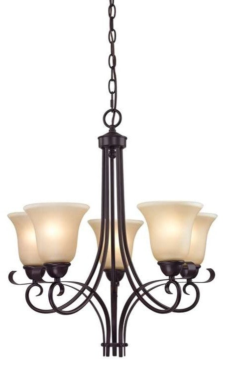 Brighton 5-Light Chandelier, Oil Rubbed Bronze and Light Amber