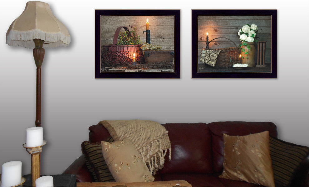 "Baskets and Flowers" Collection By Susan Boyer, Printed Wall Art, Black Frame