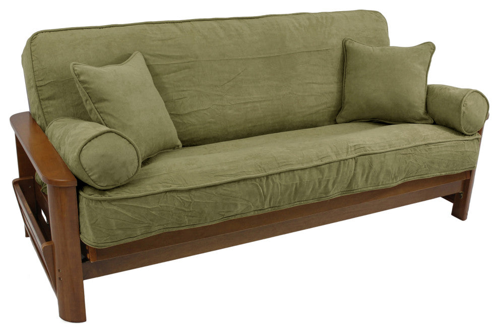 Solid Microsuede Full Futon Cover Set, Sage Green